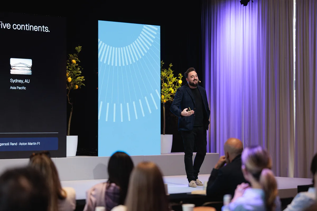 Hello AI keynote presentation on stage in Sydney